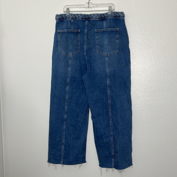 FRAME Braided Waist Band High Rise Wide Leg Daphne Blue Stretch Jeans Size 34 - Picture 4 of 5